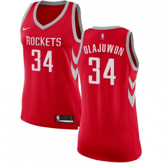 Womens Nike Houston Rockets 34 Hakeem Olajuwon Authentic Red Road NBA Jersey Icon Edition Womens Nike Houston Rockets 34 Hakeem Olajuwon Authentic Red Road NBA Jersey Icon Edition