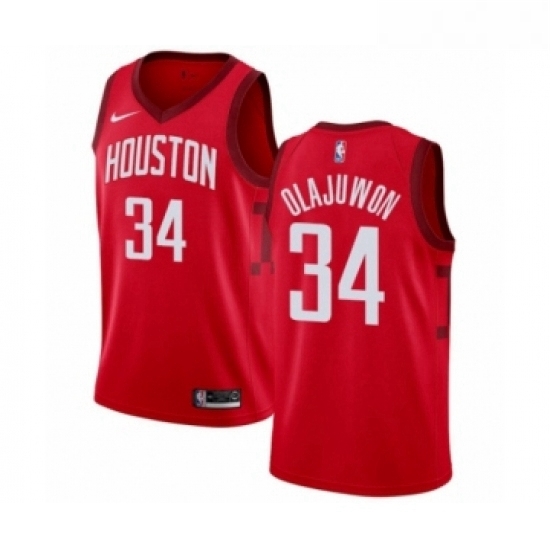 Womens Nike Houston Rockets 34 Hakeem Olajuwon Red Swingman Jersey Earned Edition Womens Nike Houston Rockets 34 Hakeem Olajuwon Red Swingman Jersey Earned Edition
