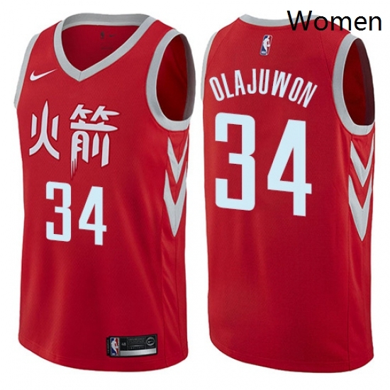 Womens Nike Houston Rockets 34 Hakeem Olajuwon Swingman Red NBA Jersey City Edition Womens Nike Houston Rockets 34 Hakeem Olajuwon Swingman Red NBA Jersey City Edition
