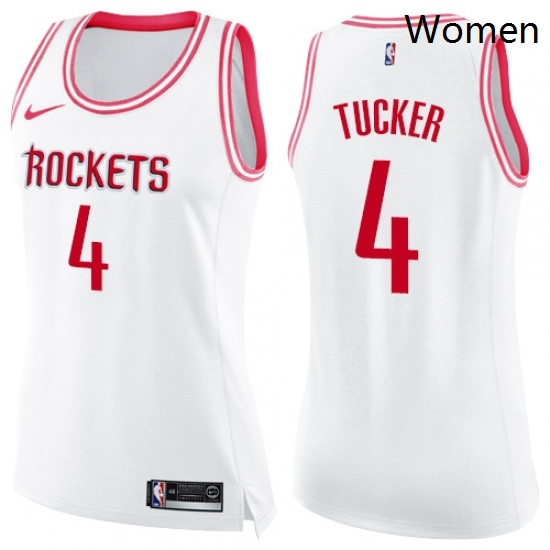 Womens Nike Houston Rockets 4 PJ Tucker Swingman WhitePink Fashion NBA Jersey Womens Nike Houston Rockets 4 PJ Tucker Swingman WhitePink Fashion NBA Jersey