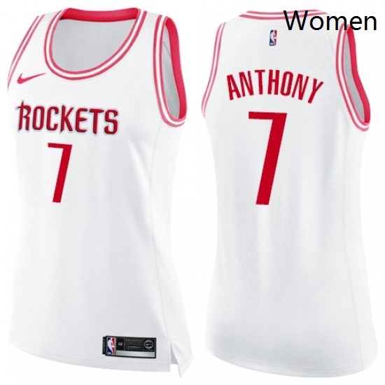 Womens Nike Houston Rockets 7 Carmelo Anthony Swingman White Pink Fashion NBA Jers Womens Nike Houston Rockets 7 Carmelo Anthony Swingman White Pink Fashion NBA Jers