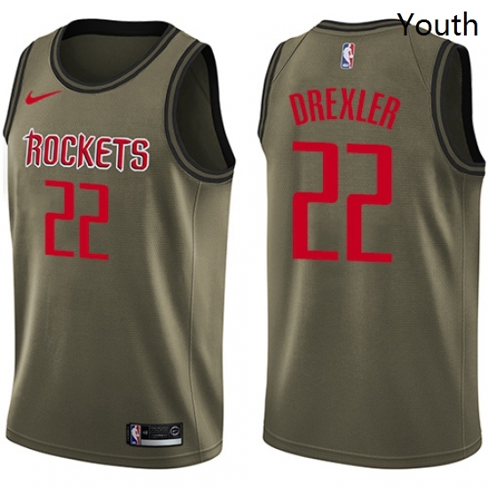 Youth Nike Houston Rockets 22 Clyde Drexler Swingman Green Salute to Service NBA Jersey Youth Nike Houston Rockets 22 Clyde Drexler Swingman Green Salute to Service NBA Jersey