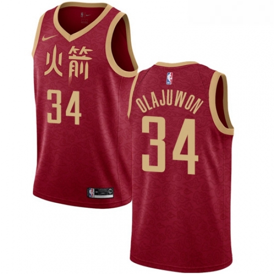 Youth Nike Houston Rockets 34 Hakeem Olajuwon Swingman Red NBA Jersey 2018 19 City Edition Youth Nike Houston Rockets 34 Hakeem Olajuwon Swingman Red NBA Jersey 2018 19 City Edition