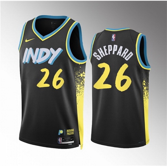 Men Indiana Pacers 26 Ben Sheppard Black 2023 24 City Edition Stitched Basketball Jersey Men Indiana Pacers 26 Ben Sheppard Black 2023 24 City Edition Stitched Basketball Jersey