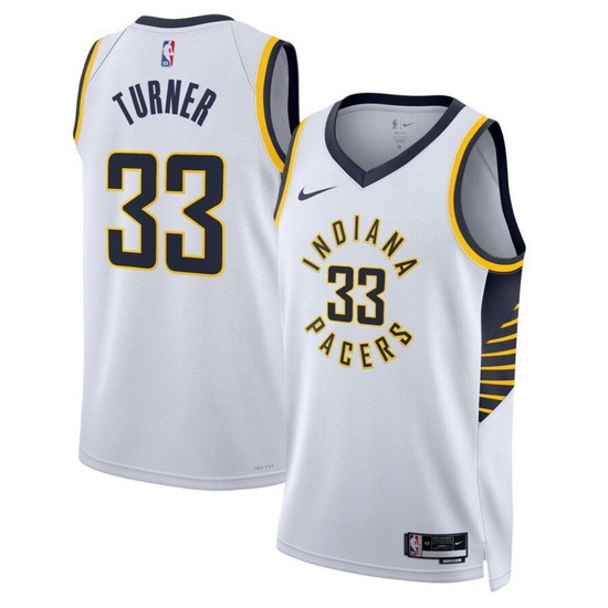 Men Indiana Pacers 33 Myles Turner White Association Edition Stitched Basketball Jersey Men Indiana Pacers 33 Myles Turner White Association Edition Stitched Basketball Jersey
