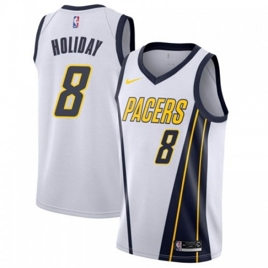Men Nike Indiana Pacers 8 Justin Holiday White NBA Swingman Earned Edition Jersey Men Nike Indiana Pacers 8 Justin Holiday White NBA Swingman Earned Edition Jersey