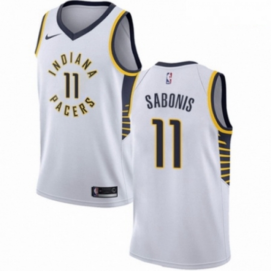 Mens Nike Indiana Pacers 11 Domantas Sabonis Authentic White NBA Jersey Association Edition Mens Nike Indiana Pacers 11 Domantas Sabonis Authentic White NBA Jersey Association Edition