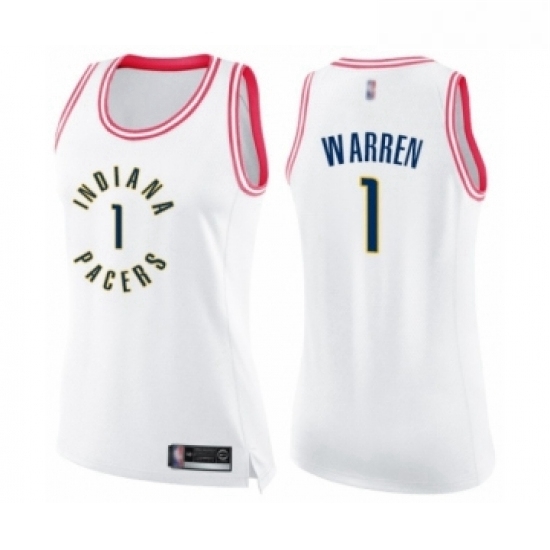 Womens Indiana Pacers 1 TJ Warren Swingman White Pink Fashion Basketball Jersey Womens Indiana Pacers 1 TJ Warren Swingman White Pink Fashion Basketball Jersey