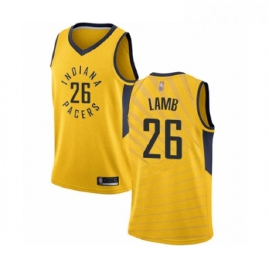 Womens Indiana Pacers 26 Jeremy Lamb Swingman Gold Basketball Jersey Statement Edition Womens Indiana Pacers 26 Jeremy Lamb Swingman Gold Basketball Jersey Statement Edition
