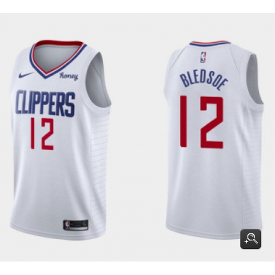 Men Los Angeles Clippers 12 Eric Bledsoe White Association Edition Stitched Basketball Jersey
