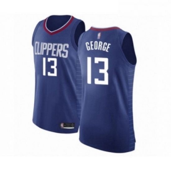 Mens Los Angeles Clippers 13 Paul George Authentic Blue Basketball Jersey Icon Edition Mens Los Angeles Clippers 13 Paul George Authentic Blue Basketball Jersey Icon Edition