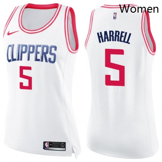 Womens Nike Los Angeles Clippers 5 Montrezl Harrell Swingman White Pink Fashion NBA Jersey Womens Nike Los Angeles Clippers 5 Montrezl Harrell Swingman White Pink Fashion NBA Jersey