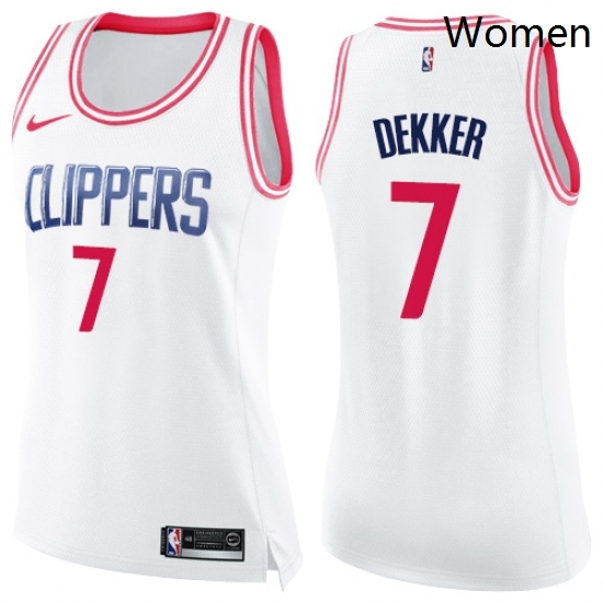 Womens Nike Los Angeles Clippers 7 Sam Dekker Swingman WhitePink Fashion NBA Jersey Womens Nike Los Angeles Clippers 7 Sam Dekker Swingman WhitePink Fashion NBA Jersey