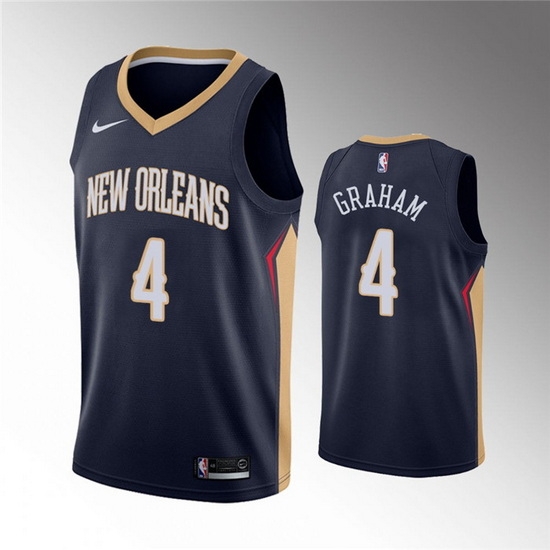 Men New Orleans Pelicans 4 Devonte 27 Graham Navy Icon Edition Stitched Jersey Men New Orleans Pelicans 4 Devonte 27 Graham Navy Icon Edition Stitched Jersey