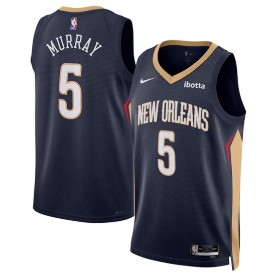 Men New Orleans Pelicans 5 Dejounte Murray Navy Icon Edition Stitched Basketball Jersey Men New Orleans Pelicans 5 Dejounte Murray Navy Icon Edition Stitched Basketball Jersey