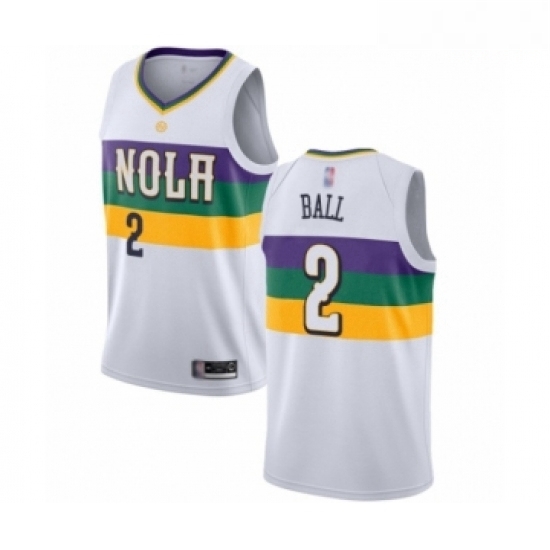 Mens New Orleans Pelicans 2 Lonzo Ball Authentic White Basketball Jersey City Edition Mens New Orleans Pelicans 2 Lonzo Ball Authentic White Basketball Jersey City Edition