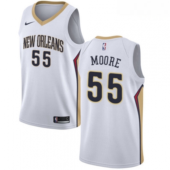 Mens Nike New Orleans Pelicans 55 ETwaun Moore Swingman White Home NBA Jersey Association Edition Mens Nike New Orleans Pelicans 55 ETwaun Moore Swingman White Home NBA Jersey Association Edition