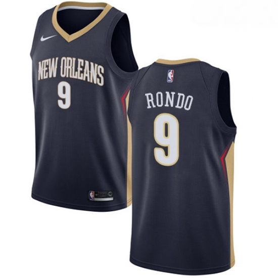 Mens Nike New Orleans Pelicans 9 Rajon Rondo Swingman Navy Blue Road NBA Jersey Icon Edition Mens Nike New Orleans Pelicans 9 Rajon Rondo Swingman Navy Blue Road NBA Jersey Icon Edition