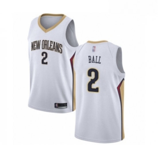 Womens New Orleans Pelicans 2 Lonzo Ball Swingman White Basketball Jersey Association Edition Womens New Orleans Pelicans 2 Lonzo Ball Swingman White Basketball Jersey Association Edition