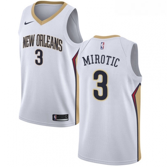 Womens Nike New Orleans Pelicans 3 Nikola Mirotic Authentic White NBA Jersey Association Edition Womens Nike New Orleans Pelicans 3 Nikola Mirotic Authentic White NBA Jersey Association Edition