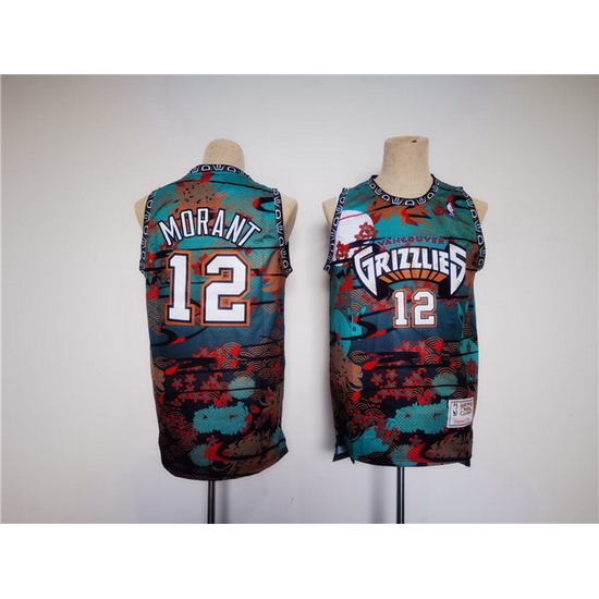 Men Memphis Grizzlies 12 Ja Morant Green Black Red Stitched Jersey Men Memphis Grizzlies 12 Ja Morant Green Black Red Stitched Jersey