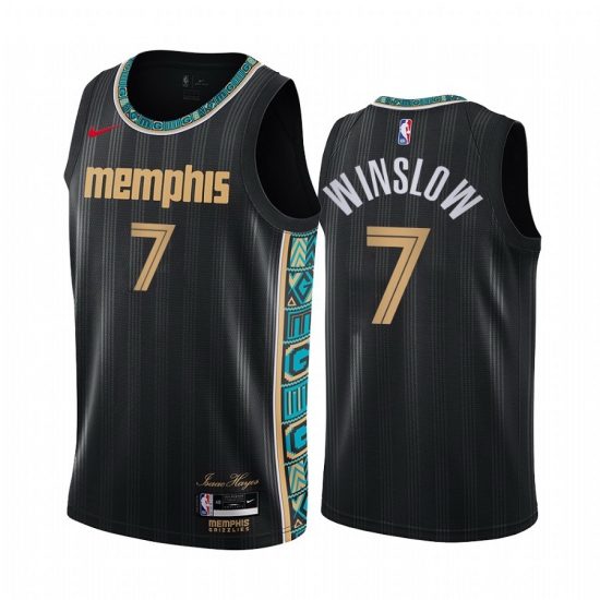 Men Nike Memphis Grizzlies 7 Justise Winslow Black NBA Swingman 2020 21 City Edition Jersey Men Nike Memphis Grizzlies 7 Justise Winslow Black NBA Swingman 2020 21 City Edition Jersey