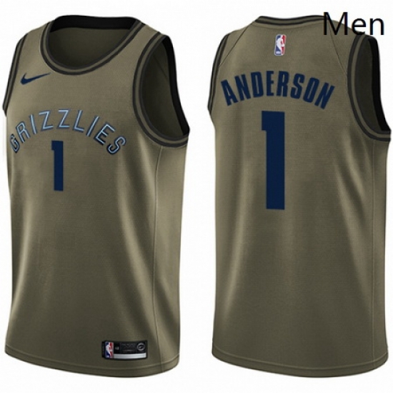 Mens Nike Memphis Grizzlies 1 Kyle Anderson Swingman Green Salute to Service NBA Jersey Mens Nike Memphis Grizzlies 1 Kyle Anderson Swingman Green Salute to Service NBA Jersey