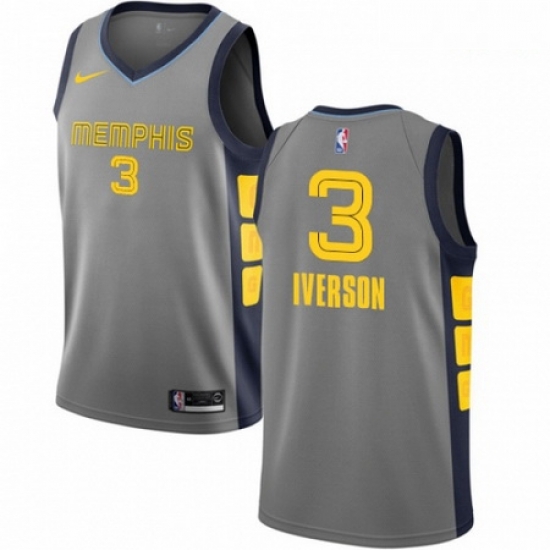 Mens Nike Memphis Grizzlies 3 Allen Iverson Swingman Gray NBA Jersey City Edition Mens Nike Memphis Grizzlies 3 Allen Iverson Swingman Gray NBA Jersey City Edition