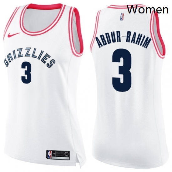 Womens Nike Memphis Grizzlies 3 Shareef Abdur Rahim Swingman WhitePink Fashion NBA Jersey Womens Nike Memphis Grizzlies 3 Shareef Abdur Rahim Swingman WhitePink Fashion NBA Jersey