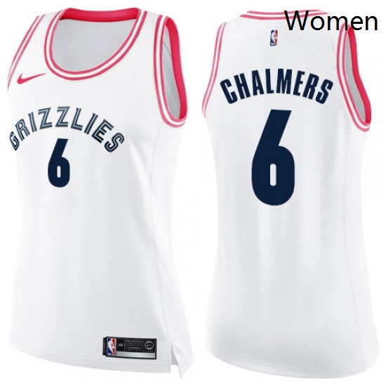 Womens Nike Memphis Grizzlies 6 Mario Chalmers Swingman WhitePink Fashion NBA Jersey Womens Nike Memphis Grizzlies 6 Mario Chalmers Swingman WhitePink Fashion NBA Jersey
