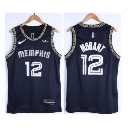 Youth Memphis Grizzlies 12 Ja Morant 75th Anniversary 2021 Navy Swingman Stitched Jersey Youth Memphis Grizzlies 12 Ja Morant 75th Anniversary 2021 Navy Swingman Stitched Jersey