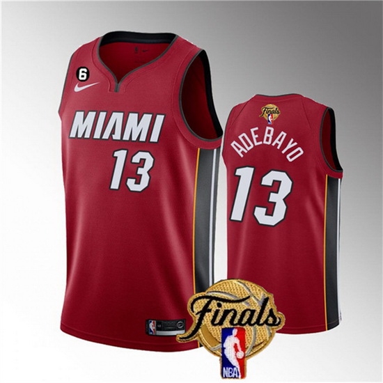 Men Miami Heat 13 Bam Adebayo Red 2023 Finals Statement Edition With NO 6 Patch Stitched Basketball Jersey Men Miami Heat 13 Bam Adebayo Red 2023 Finals Statement Edition With NO 6 Patch Stitched Basketball Jersey