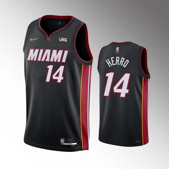 Men Miami Heat 14 Tyler Herro Black Icon Edition 75th Anniversary Stitched Jersey Men Miami Heat 14 Tyler Herro Black Icon Edition 75th Anniversary Stitched Jersey