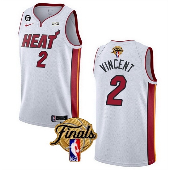 Men Miami Heat 2 Gabe Vincent White 2023 Finals Association Edition With NO 6 Patch Stitched Basketball Jersey Men Miami Heat 2 Gabe Vincent White 2023 Finals Association Edition With NO 6 Patch Stitched Basketball Jersey