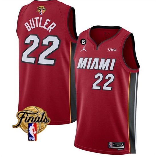 Men Miami Heat 22 Jimmy Butler Red 2023 Finals Statement Edition With NO 6 Patch Stitched Basketball Jersey Men Miami Heat 22 Jimmy Butler Red 2023 Finals Statement Edition With NO 6 Patch Stitched Basketball Jersey