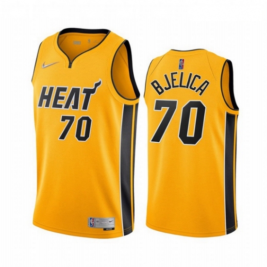 Men Miami Heat 70 Nemanja Bjelica Yellow NBA Swingman 2020 21 Earned Edition Jersey Men Miami Heat 70 Nemanja Bjelica Yellow NBA Swingman 2020 21 Earned Edition Jersey