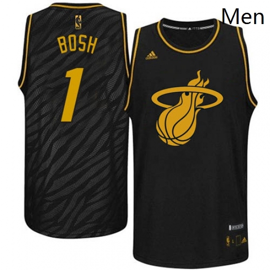 Mens Adidas Miami Heat 1 Chris Bosh Authentic Black Precious Metals Fashion NBA Jersey Mens Adidas Miami Heat 1 Chris Bosh Authentic Black Precious Metals Fashion NBA Jersey