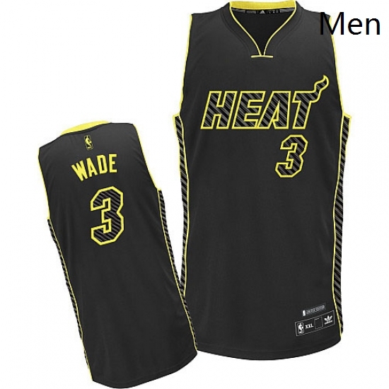 Mens Adidas Miami Heat 3 Dwyane Wade Authentic Black Electricity Fashion NBA Jersey Mens Adidas Miami Heat 3 Dwyane Wade Authentic Black Electricity Fashion NBA Jersey