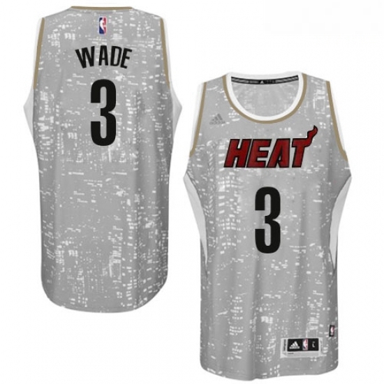 Mens Adidas Miami Heat 3 Dwyane Wade Swingman Grey City Light NBA Jersey Mens Adidas Miami Heat 3 Dwyane Wade Swingman Grey City Light NBA Jersey