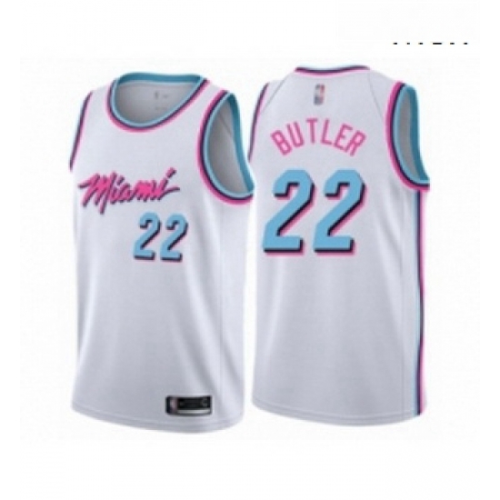 Mens Miami Heat 22 Jimmy Butler Authentic White Basketball Jersey City Edition 