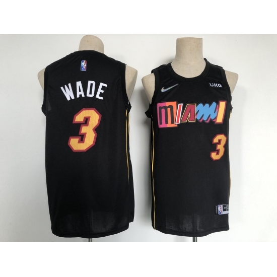 Men's Miami Heat #3 Dwyane Wade Black City Player Jersey Men's Miami Heat #3 Dwyane Wade Black City Player Jersey