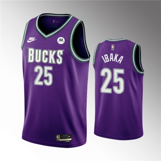 Men Milwaukee Bucks 25 Serge Ibaka 2022 23 Purple Classic Edition Swingman Stitched Basketball Jersey Men Milwaukee Bucks 25 Serge Ibaka 2022 23 Purple Classic Edition Swingman Stitched Basketball Jersey