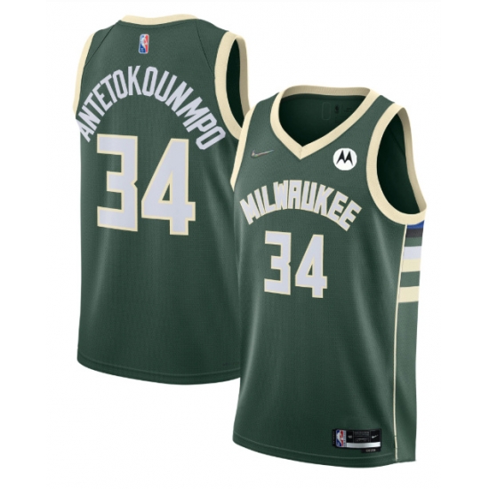 Men Milwaukee Bucks 34 Giannis Antetokounmpo Green 2021 22 Icon Edition 75th Anniversary Swingman Stitched Jersey Men Milwaukee Bucks 34 Giannis Antetokounmpo Green 2021 22 Icon Edition 75th Anniversary Swingman Stitched Jersey