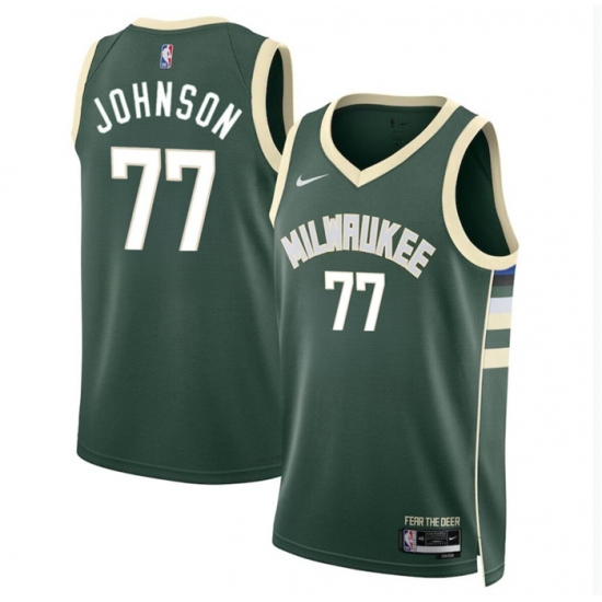 Men Milwaukee Bucks 77 AJ Johnson Green 2024 Draft Icon Edition Stitched Basketball Jersey Men Milwaukee Bucks 77 AJ Johnson Green 2024 Draft Icon Edition Stitched Basketball Jersey
