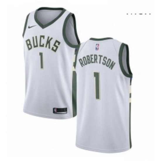 Mens Nike Milwaukee Bucks 1 Oscar Robertson Swingman White Home NBA Jersey Association Edition Mens Nike Milwaukee Bucks 1 Oscar Robertson Swingman White Home NBA Jersey Association Edition