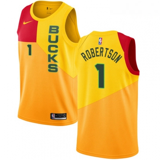 Mens Nike Milwaukee Bucks 1 Oscar Robertson Swingman Yellow NBA Jersey City Edition Mens Nike Milwaukee Bucks 1 Oscar Robertson Swingman Yellow NBA Jersey City Edition