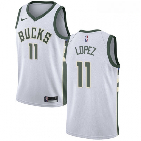 Mens Nike Milwaukee Bucks 11 Brook Lopez Swingman White NBA Jersey Association Edition Mens Nike Milwaukee Bucks 11 Brook Lopez Swingman White NBA Jersey Association Edition