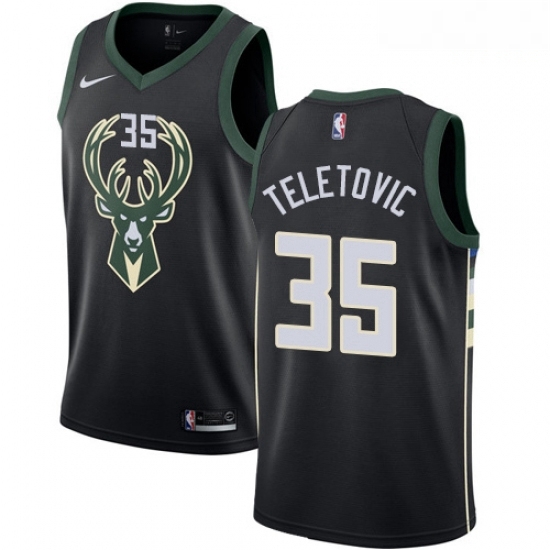 Mens Nike Milwaukee Bucks 35 Mirza Teletovic Authentic Black Alternate NBA Jersey Statement Edition Mens Nike Milwaukee Bucks 35 Mirza Teletovic Authentic Black Alternate NBA Jersey Statement Edition