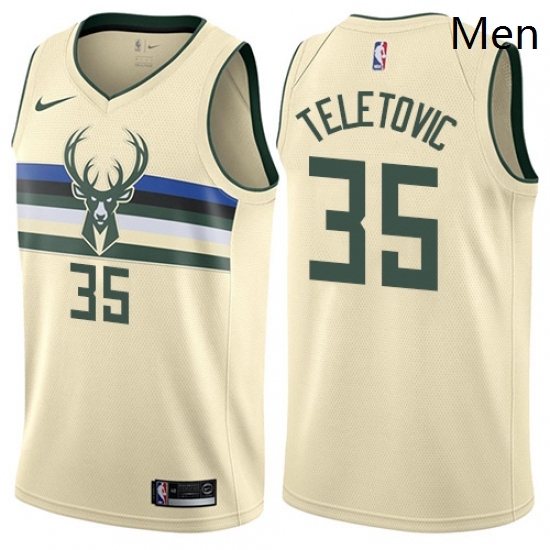 Mens Nike Milwaukee Bucks 35 Mirza Teletovic Authentic Cream NBA Jersey City Edition Mens Nike Milwaukee Bucks 35 Mirza Teletovic Authentic Cream NBA Jersey City Edition