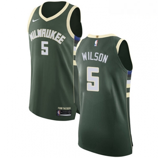 Mens Nike Milwaukee Bucks 5 D J Wilson Authentic Green Road NBA Jersey Icon Edition Mens Nike Milwaukee Bucks 5 D J Wilson Authentic Green Road NBA Jersey Icon Edition